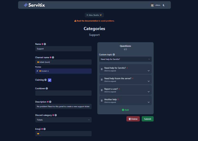 Simple settings feature